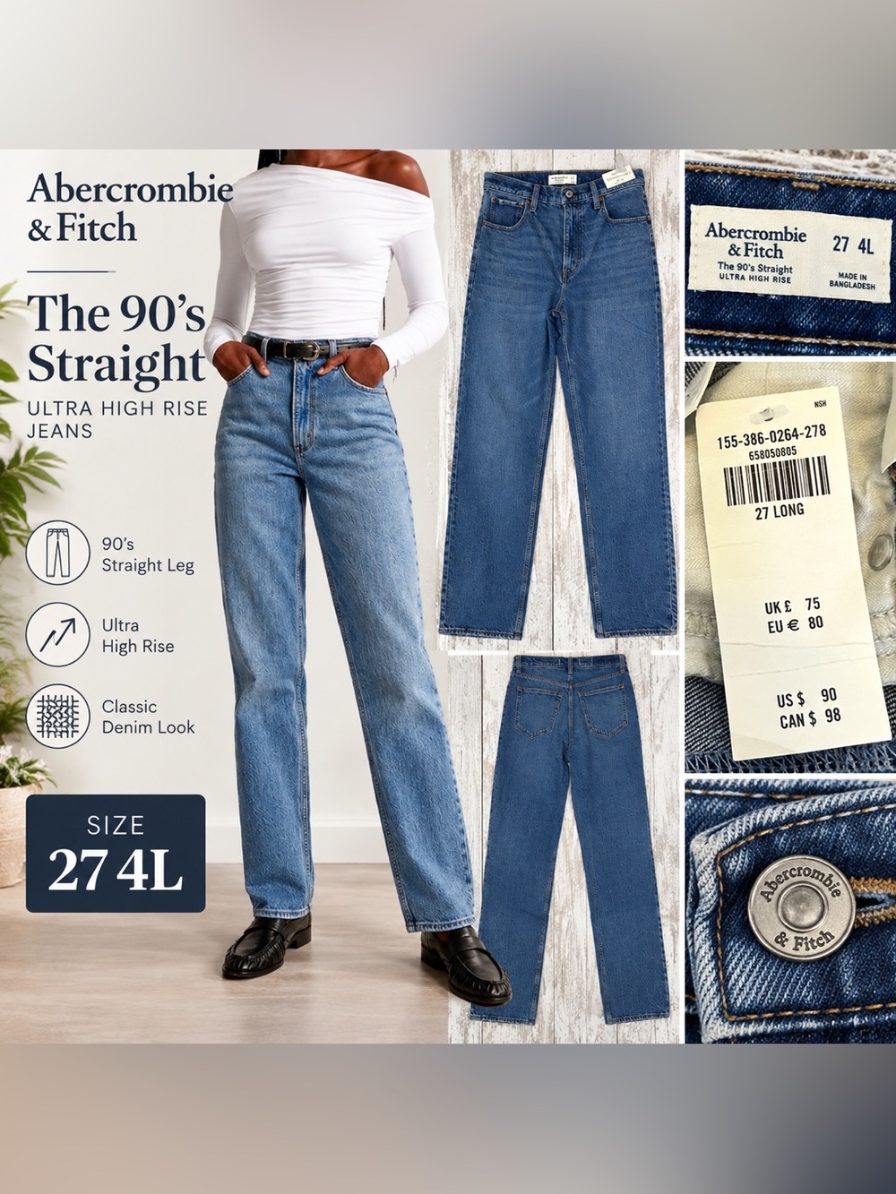 Abercrombie & Fitch The 90’s Straight Ultra High Rise Jeans
